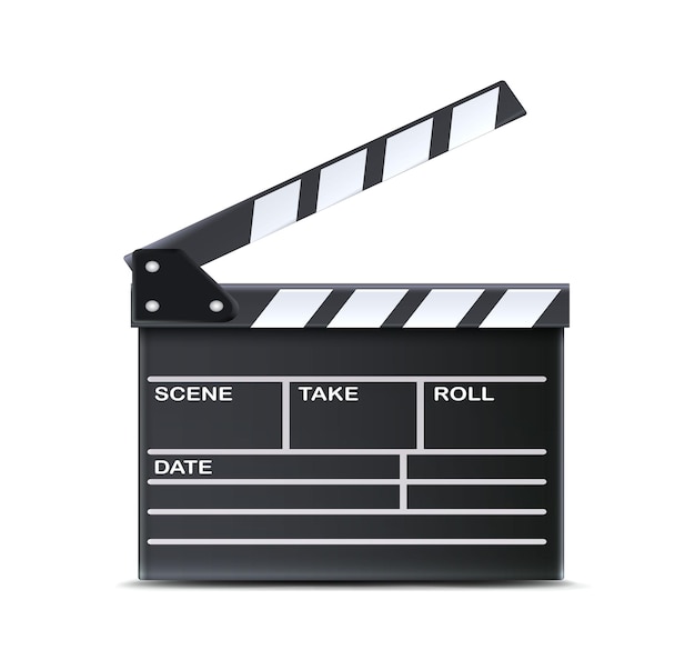 Free Vector realistic vector icon. movie clapper board.