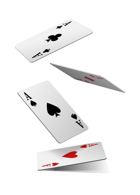 Free Vector realistic vector icon playing cards of aces of diamonds clubs spades and hearts on white backgr