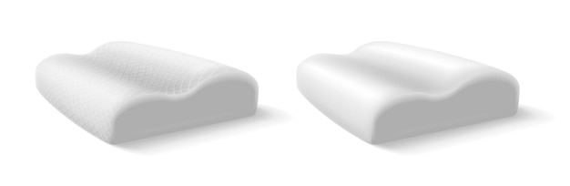 realistic vector icon set Orthopedic pillow for the neck White texture