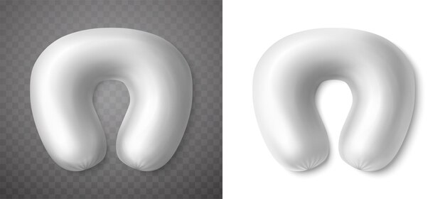 Free Vector realistic vector icon set white neck half round travel pillow