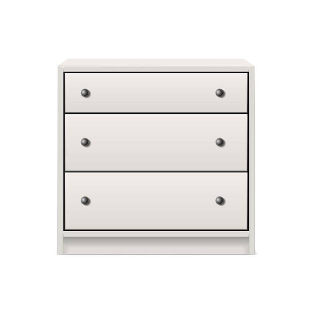 realistic vector icon White chest of drawers