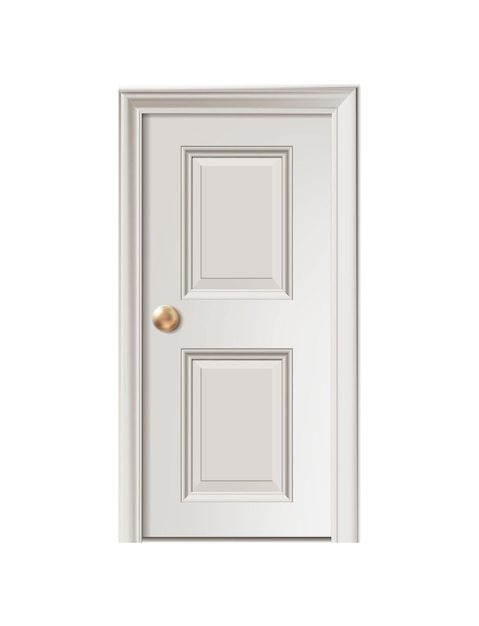 Free Vector realistic vector icon white wooden modern door with a handle isolated on white background