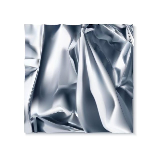 realistic vector icon Wrinkled foil texture Isolated on white background square rumpled foil