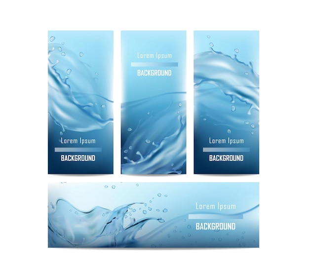 realistic vector illustration banner and flyers With water flows and splashes