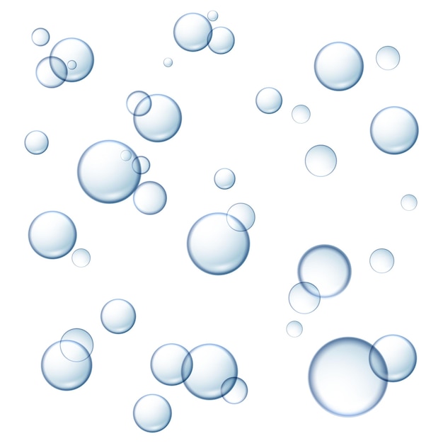 realistic vector illustration. Water soap bubbles. Isolated on white background.