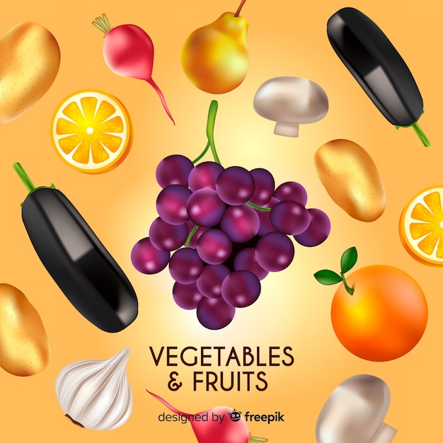 Free Vector realistic vegetables and fruits background