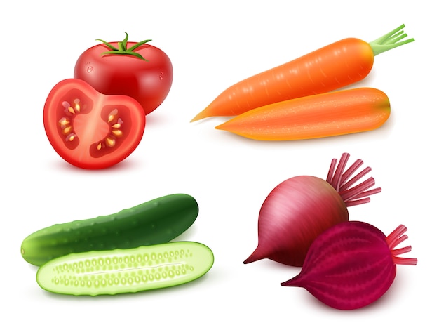 Realistic Vegetables Set