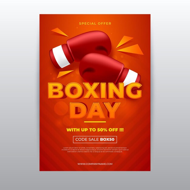 Realistic vertical boxing day sale poster template