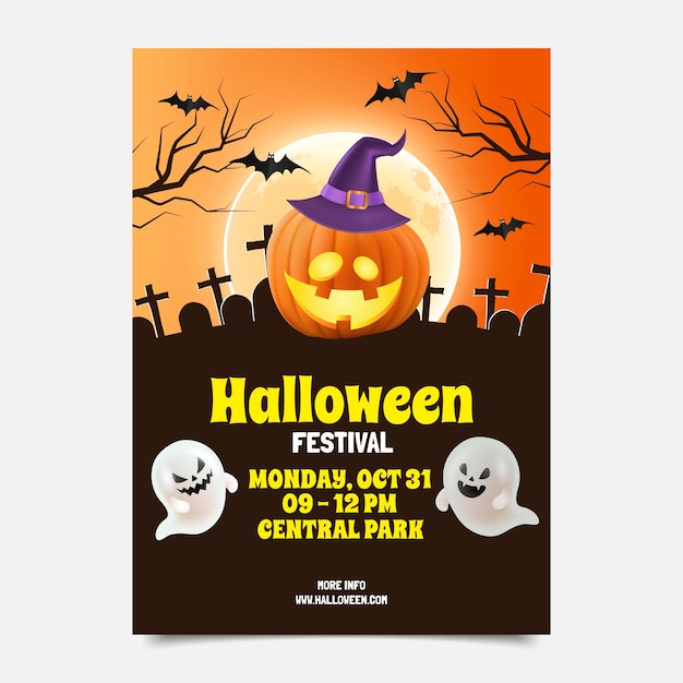 Realistic vertical poster template for halloween celebration