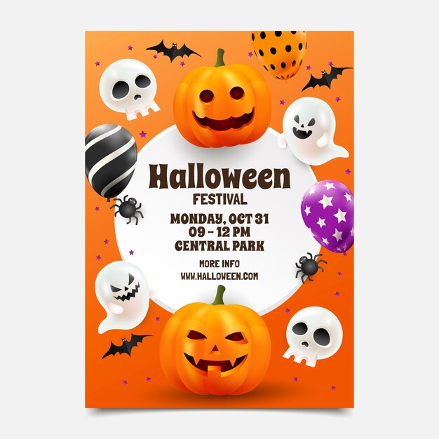 Realistic vertical poster template for halloween celebration