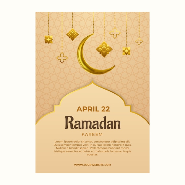 Free Vector realistic vertical poster template for islamic ramadan celebration