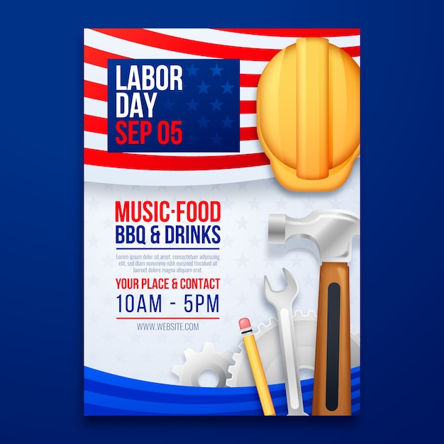 Realistic vertical poster template for labor day celebration