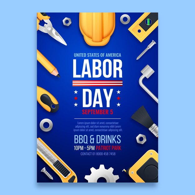 Realistic vertical poster template for labor day celebration