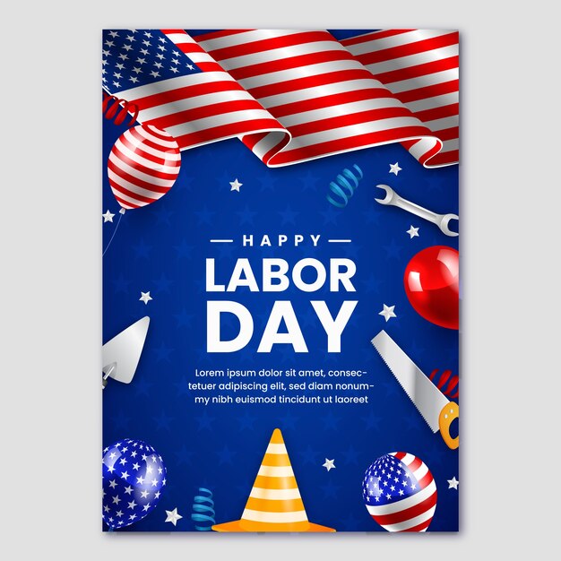 Realistic vertical poster template for labor day celebration