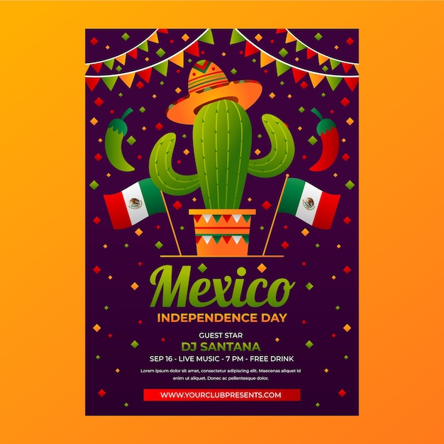 Realistic vertical poster template for mexico independence celebration