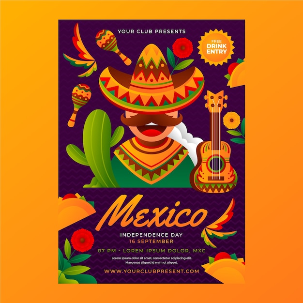 Realistic vertical poster template for mexico independence celebration