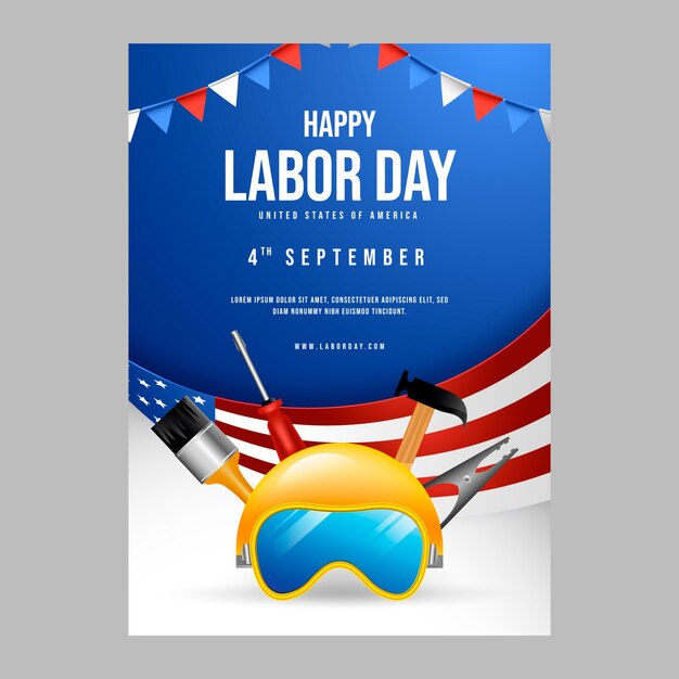 Realistic vertical poster template for us labor day celebration