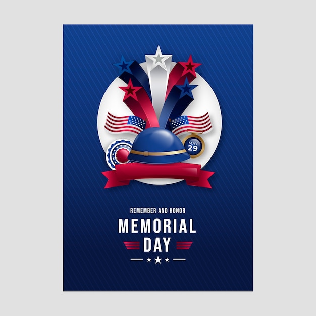 Realistic vertical poster template for usa memorial day celebration