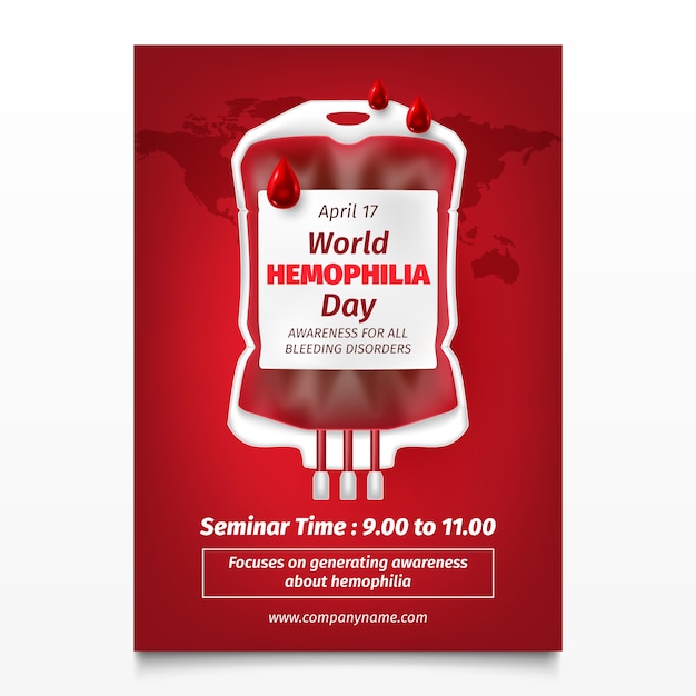 Realistic vertical poster template for world hemophilia day awareness