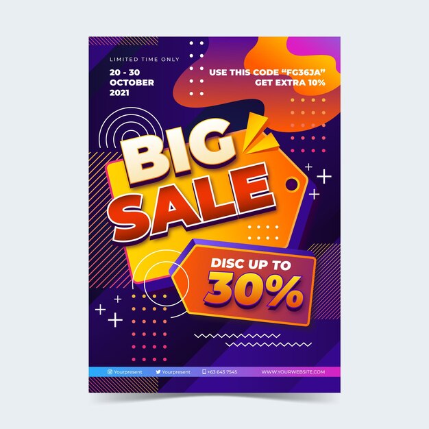 Realistic vertical sale poster template