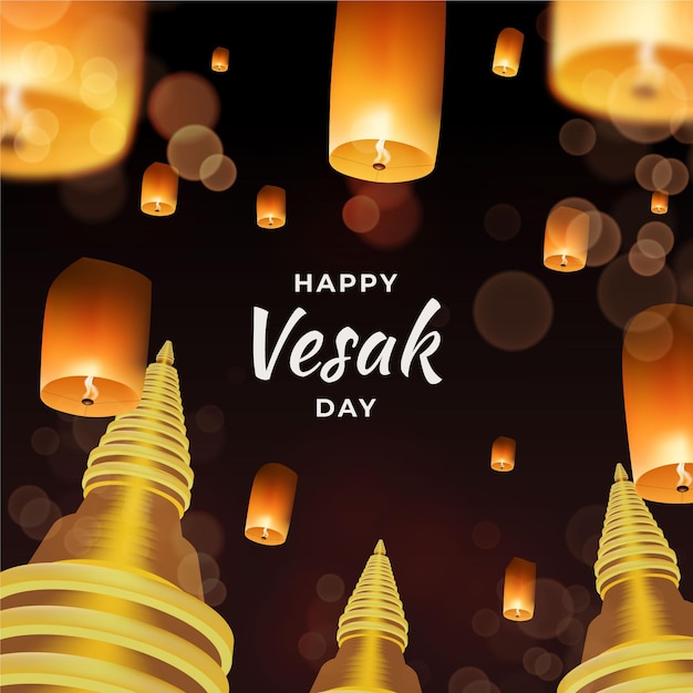 Realistic vesak day illustration