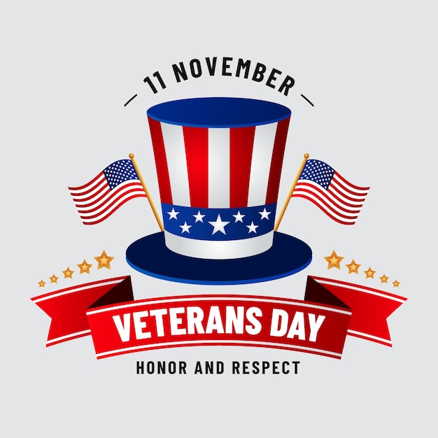 Realistic veterans day logo template