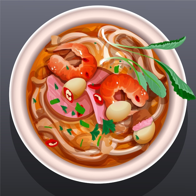 Realistic vietnamese food illustration