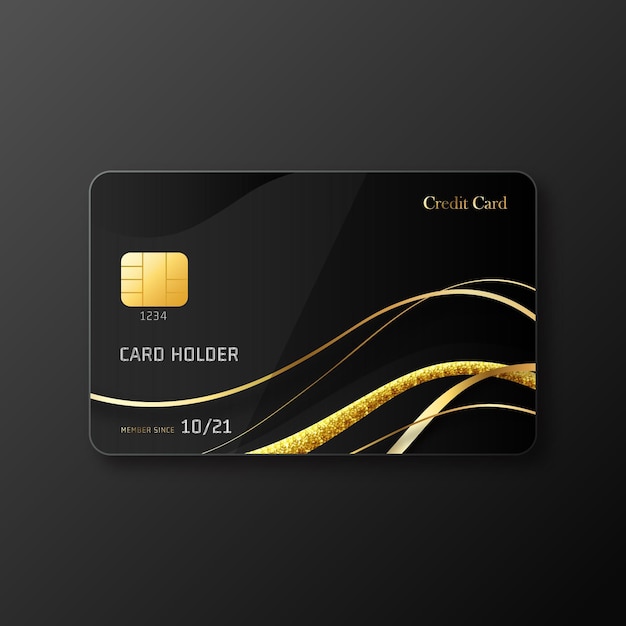 Free Vector realistic vip card template with golden details