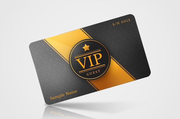 Realistic vip card template with golden details