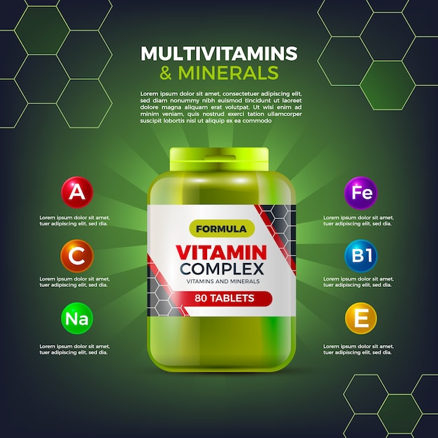 Free vector realistic vitamin complex package