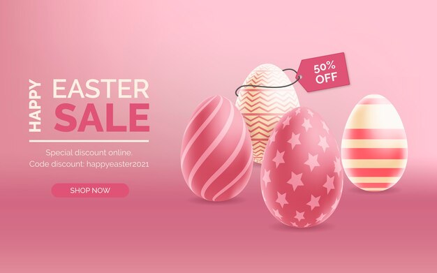 Realistic vivid monochrome easter banner