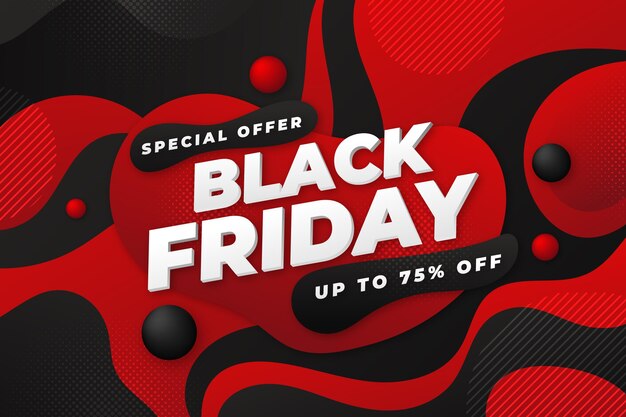 Realistic wavy black friday background