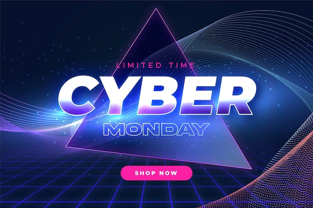 Realistic wavy cyber monday background