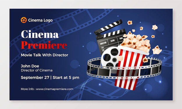 Realistic webinar template for movie premiere event