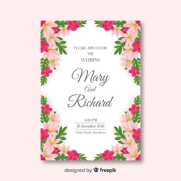 Realistic wedding invitation template