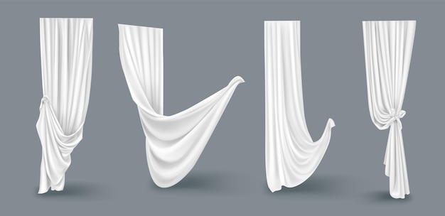 Free Vector realistic white curtains set