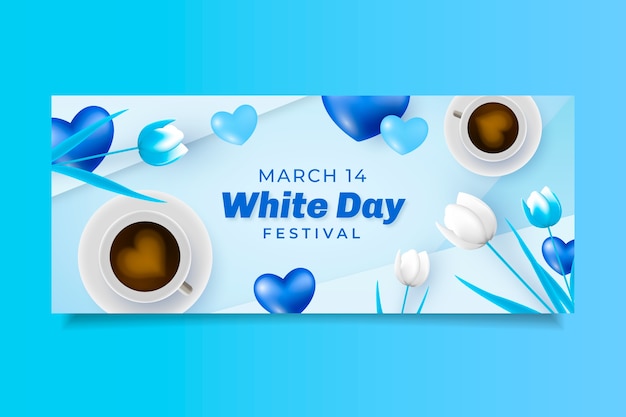 Free Vector realistic white day horizontal banner template