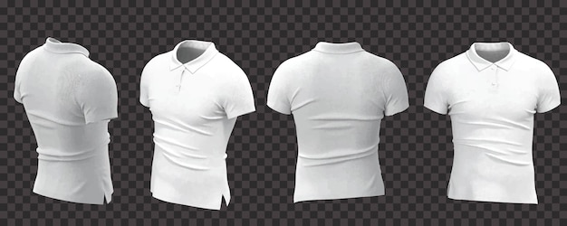 Free vector realistic white male polo shirt collection