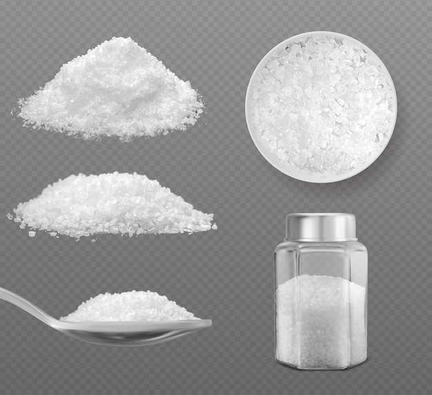 Free Vector realistic white sea salt or sugar powder pile