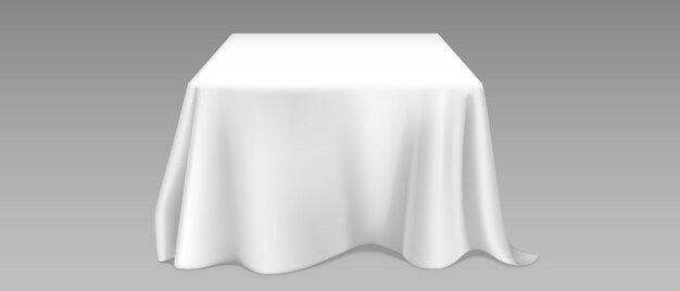  realistic white tablecloth on square table