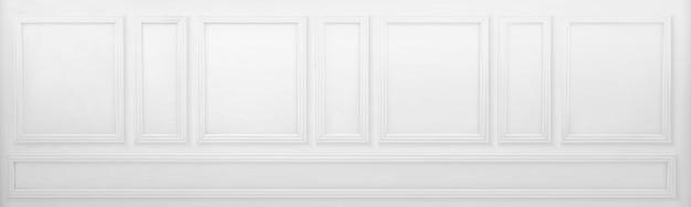 Free Vector realistic white victorian wall with wooden molding