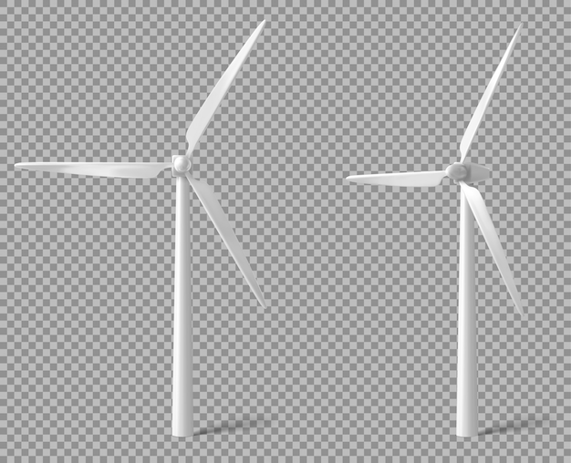  realistic white wind turbine