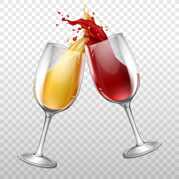 Free Vector realistic wine bottle, splashing in wineglass