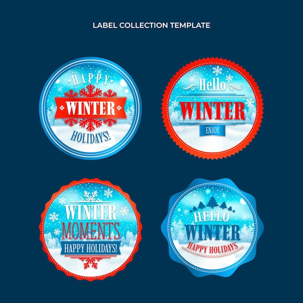 Realistic winter badges collection