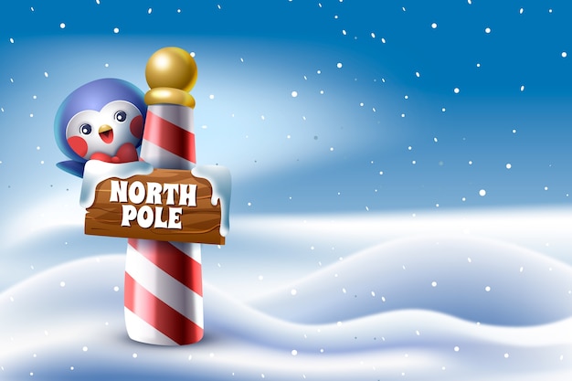 Realistic winter north pole background