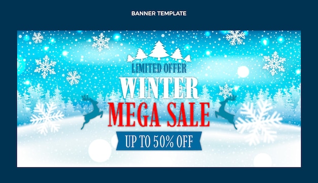 Realistic winter sale banner