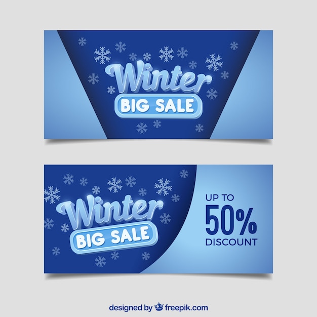 Free Vector realistic winter sale banners