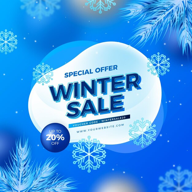 Realistic winter sale illustration