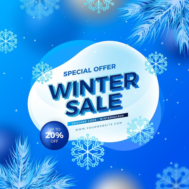 Realistic winter sale illustration