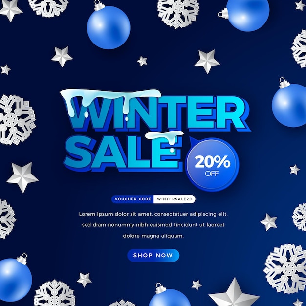 Realistic winter sale illustration